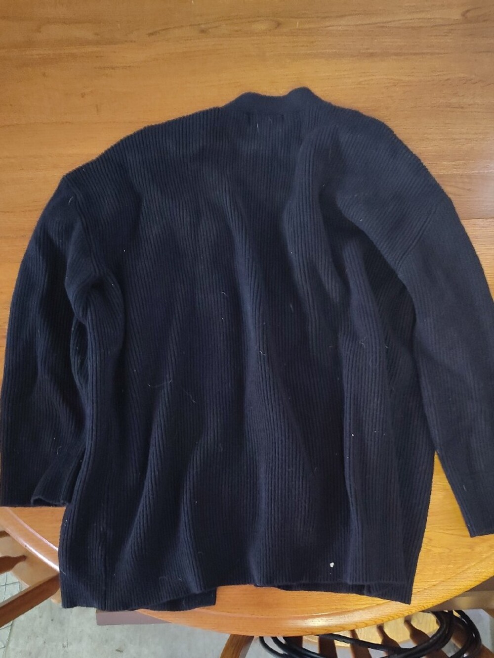 Black Ribbed Button-Front Cardigan with Gold Buttons - Picture 4 of 4